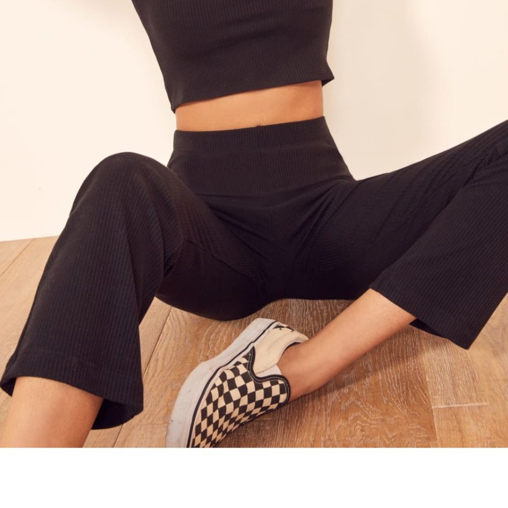 Reformation High Waisted Ribbed Leggings Black SM